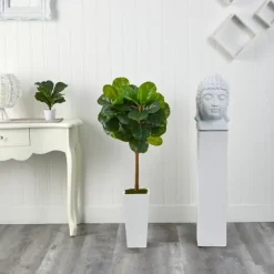 Fiddle Leaf Fig In White Tower Planter-Kirkland's Home New