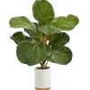 Fiddle Leaf Fig In White Ceramic Planter, 21 In.-Kirkland's Home Cheap