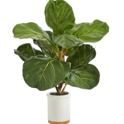 Fiddle Leaf Fig In White Ceramic Planter, 21 In.-Kirkland's Home Cheap