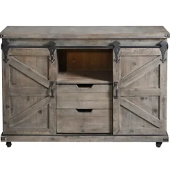 Fir Rolling Barn Door Cabinet With Casters-Kirkland's Home Hot