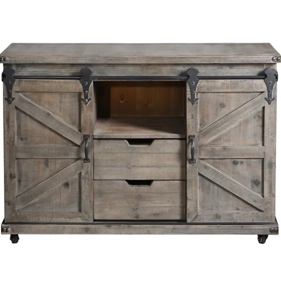 Fir Rolling Barn Door Cabinet With Casters-Kirkland's Home Hot