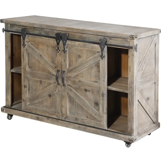 Fir Rolling Barn Door Cabinet With Casters-Kirkland's Home Hot