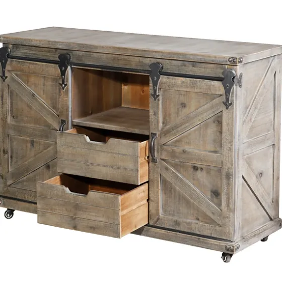 Fir Rolling Barn Door Cabinet With Casters-Kirkland's Home Hot