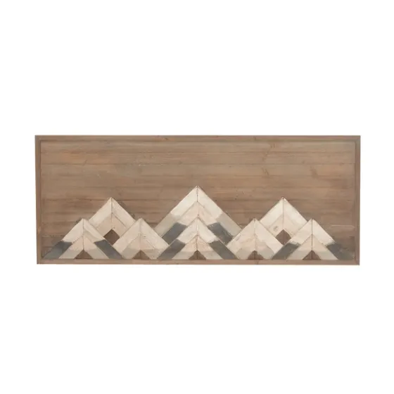 Fir Wood Abstract Mountain Range Plaque-Kirkland's Home Store