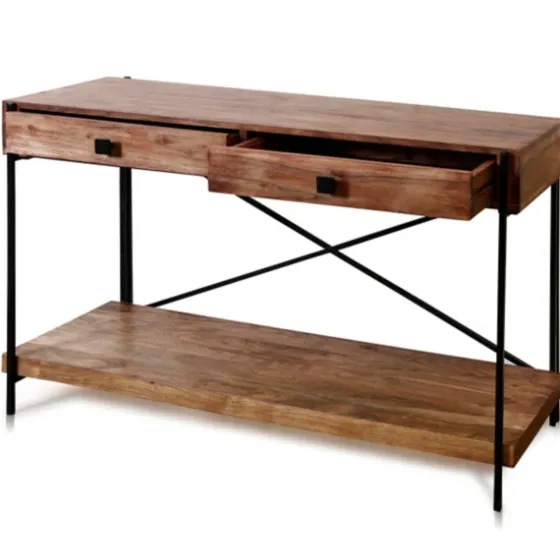Fir Wood And Steel Cross Frame Console Table-Kirkland's Home Flash Sale