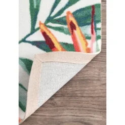 Flamingo Leaf Indoor/Outdoor Area Rug, 5X8-Kirkland's Home Outlet