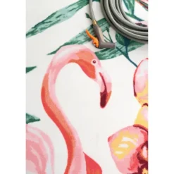 Flamingo Leaf Indoor/Outdoor Area Rug, 5X8-Kirkland's Home Outlet