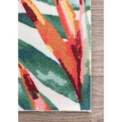 Flamingo Leaf Indoor/Outdoor Area Rug, 5X8-Kirkland's Home Outlet