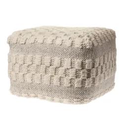 Flatweave Tufted Checker Wool Pouf-Kirkland's Home Outlet