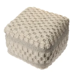 Flatweave Tufted Checker Wool Pouf-Kirkland's Home Outlet