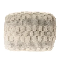 Flatweave Tufted Checker Wool Pouf-Kirkland's Home Outlet