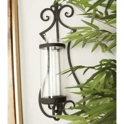 Fleur Distressed Black Iron Sconce, 25 In.-Kirkland's Home Cheap