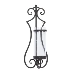 Fleur Distressed Black Iron Sconce, 25 In.-Kirkland's Home Cheap