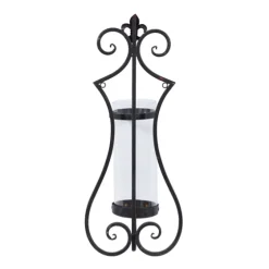 Fleur Distressed Black Iron Sconce, 25 In.-Kirkland's Home Cheap