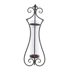 Fleur Distressed Black Iron Sconce, 31 In.-Kirkland's Home Discount