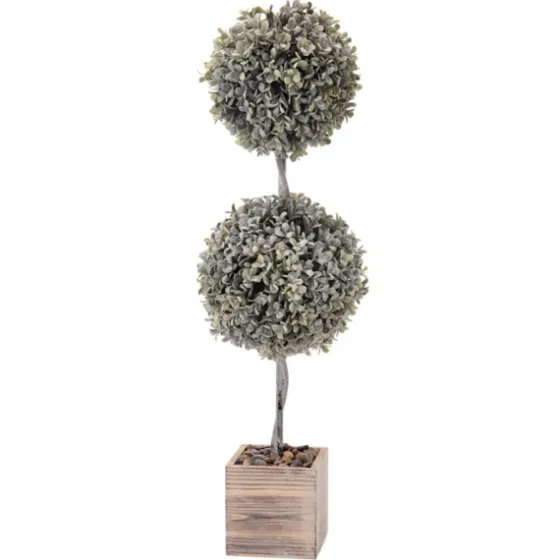 Flocked Double Ball Boxwood Bush In Wood Box-Kirkland's Home Cheap