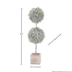 Flocked Double Ball Boxwood Bush In Wood Box-Kirkland's Home Cheap