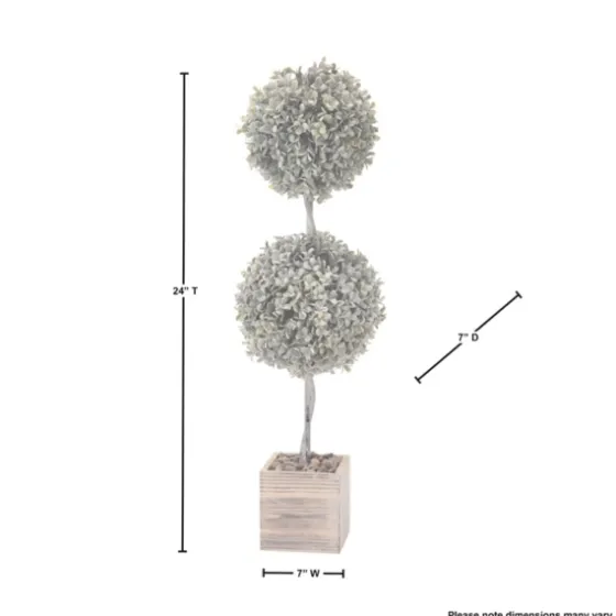 Flocked Double Ball Boxwood Bush In Wood Box-Kirkland's Home Cheap