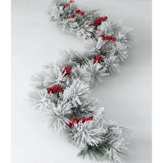 Flocked Pine And Berry Garland-Kirkland's Home Cheap