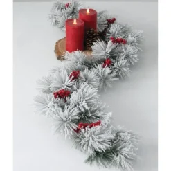 Flocked Pine And Berry Garland-Kirkland's Home Cheap