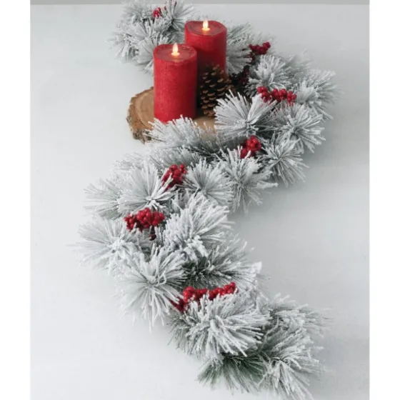 Flocked Pine And Berry Garland-Kirkland's Home Cheap