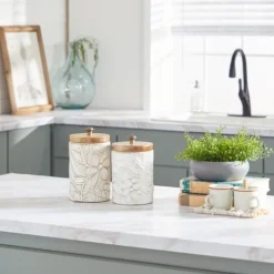 Floral Jars With Wood Lids, Set Of 2-Kirkland's Home Best Sale