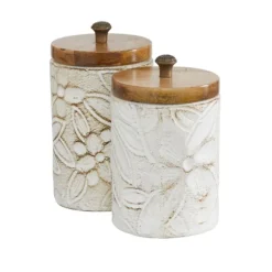 Floral Jars With Wood Lids, Set Of 2-Kirkland's Home Best Sale