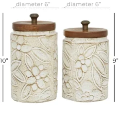 Floral Jars With Wood Lids, Set Of 2-Kirkland's Home Best Sale