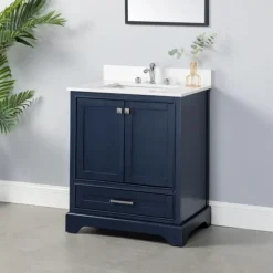 Florence Navy Wood Backsplash Sink Vanity-Kirkland's Home Best