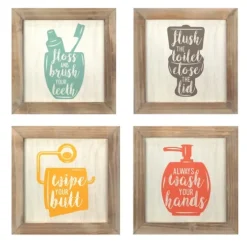 Floss, Flush, Wipe, And Wash Plaques, Set Of 4-Kirkland's Home Store