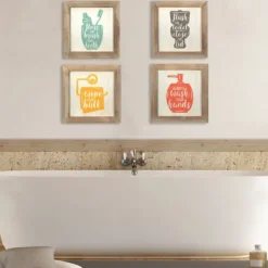 Floss, Flush, Wipe, And Wash Plaques, Set Of 4-Kirkland's Home Store