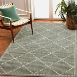 Forest Geo Lattice Outdoor Area Rug, 7X9-Kirkland's Home Discount