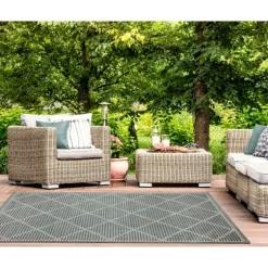 Forest Geo Lattice Outdoor Area Rug, 7X9-Kirkland's Home Discount