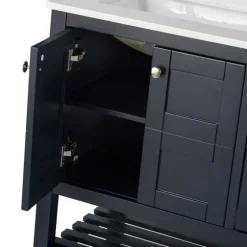 Foster Navy Wood Backsplash Sink Vanity-Kirkland's Home Shop