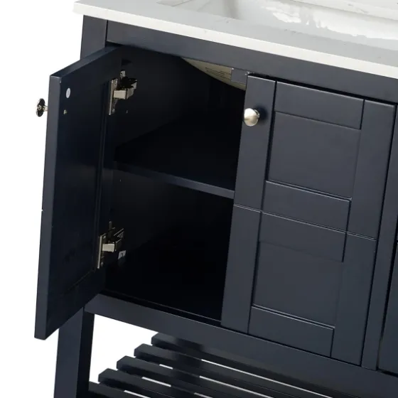 Foster Navy Wood Backsplash Sink Vanity-Kirkland's Home Shop