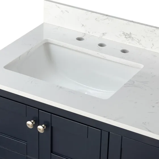 Foster Navy Wood Backsplash Sink Vanity-Kirkland's Home Shop