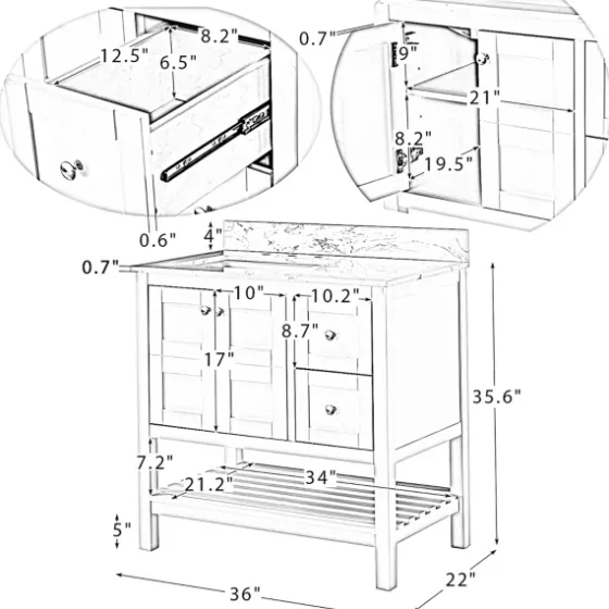 Foster Navy Wood Backsplash Sink Vanity-Kirkland's Home Shop
