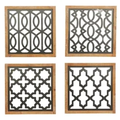 Framed Matte Black Metal Wall Plaques, Set Of 4-Kirkland's Home Sale