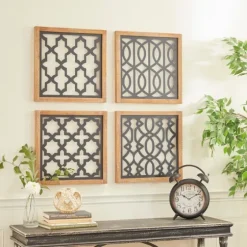 Framed Matte Black Metal Wall Plaques, Set Of 4-Kirkland's Home Sale