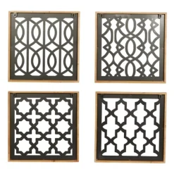 Framed Matte Black Metal Wall Plaques, Set Of 4-Kirkland's Home Sale