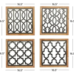 Framed Matte Black Metal Wall Plaques, Set Of 4-Kirkland's Home Sale