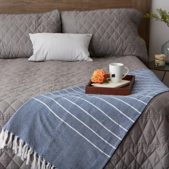 French And White Thin Stripe Throw-Kirkland's Home Sale