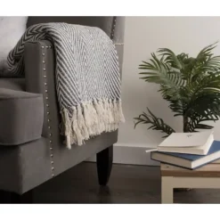 French Chevron And Fringe Throw-Kirkland's Home Cheap