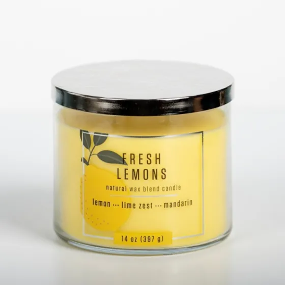Fresh Lemons 14 Oz. Triple Wick Jar Candle-Kirkland's Home Fashion