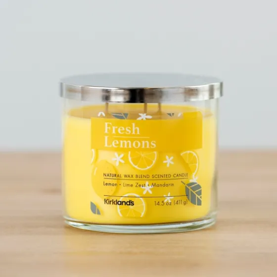 Fresh Lemons Triple Wick Jar Candle-Kirkland's Home Flash Sale
