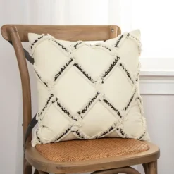 Fringe Stitched Lattice Throw Pillow-Kirkland's Home New