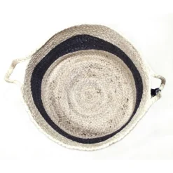Frost Gray Bold Striped Jute Basket, 17 In.-Kirkland's Home Outlet