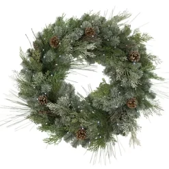 Frosted Pine Needle And Pinecone Pre-Lit Wreath-Kirkland's Home Cheap