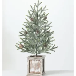 Frosted Pinecone Tree In Whitewash Planter, 24 In.-Kirkland's Home Best