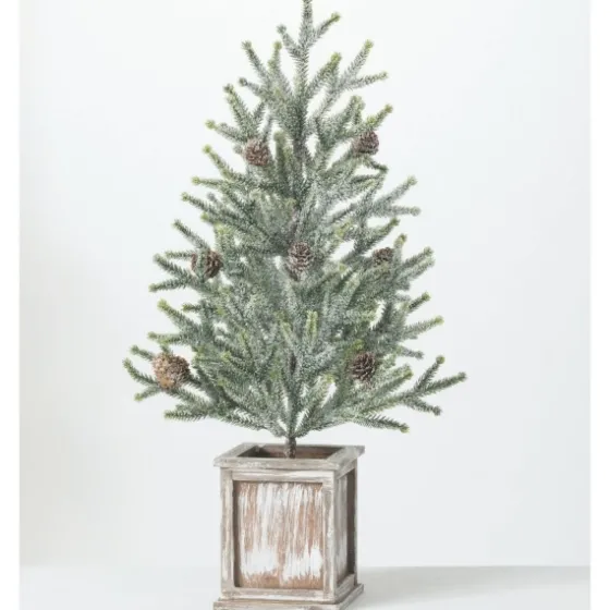Frosted Pinecone Tree In Whitewash Planter, 24 In.-Kirkland's Home Best
